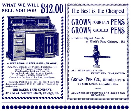 Ads for Desk and Pens - 1897
